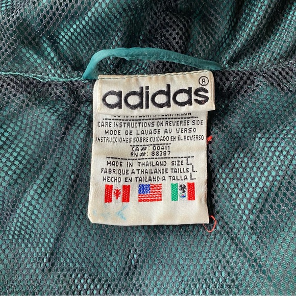 VTG 90s Adidas Green Hooded Oversized Windbreaker Track Jacket - Picture 12 of 13